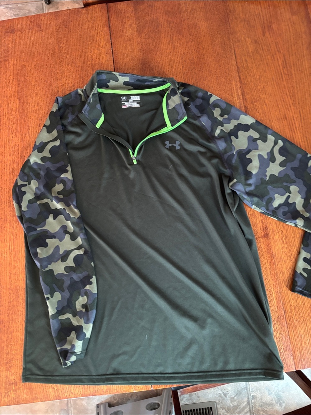 Under Armour green Quarter-Zip Shirt with Camo Sleeves